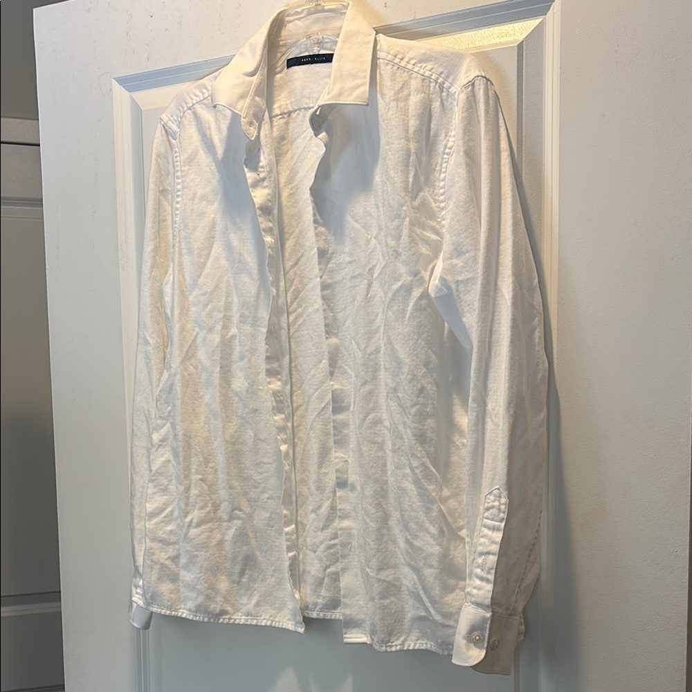 Perry Ellis White Casual Button Down Shirt